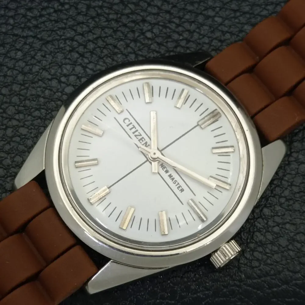 Vintage 1980 Citizen Automatic Mens Silver Watch W/Rubber Strap & White accents - Picture 6 of 8